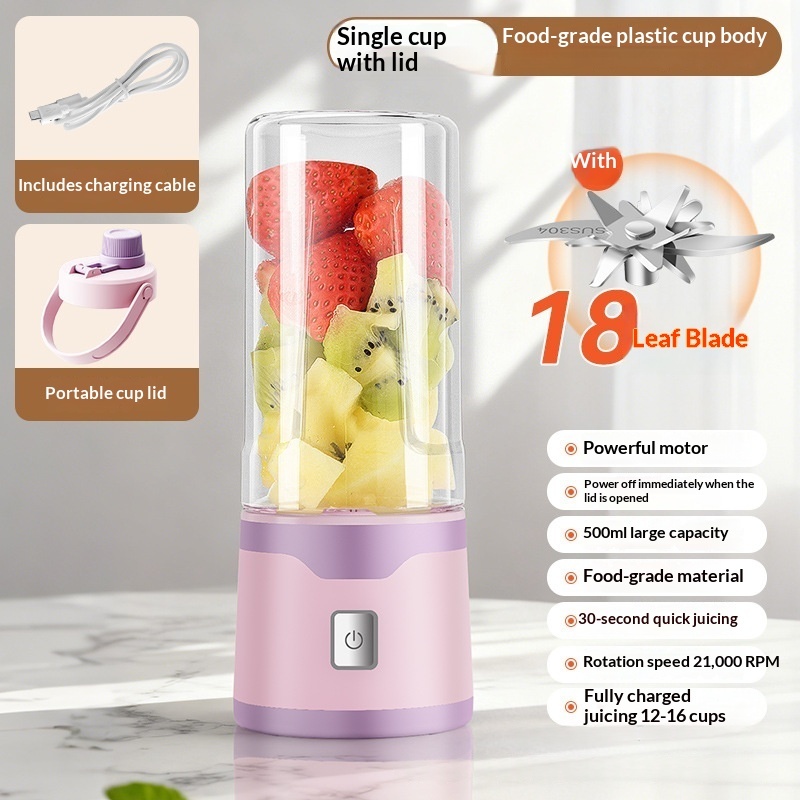Multifunctional Rechargeable Electric USB Juicer Cup Double Cup Handheld Mixer Cup 500 ML Blending Juice Cup Outdoor - Image 8